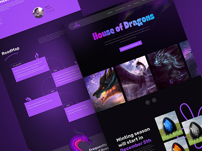 NFT Website - House of Dragons blockchain crypto defi digital art ethereum marketplace nft nft collection nft crypto nft marketplace nft website ui uidesignhunt uiux ux web 3.0 web design website design