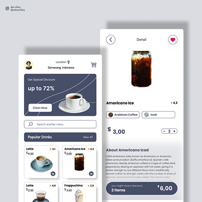 Coffee App app mobile ui