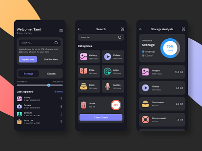 File Manager Mobile App Ui Design android app app ui design card cloud dashboard document file file manager folder illustration ios organize product design stats storage ui ux