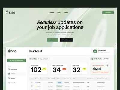 sise.ai - [Landing page] Automated Job Tracker powered by AI branding dashboard design graphic design saas ui ux