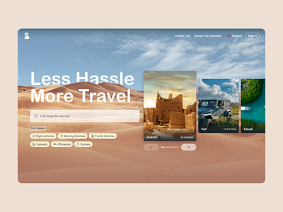 Travel Landing Hero app booking branding discover experience hero area hero image interface landing landinpage parallax tour travel trip ui ux webapp webdesign