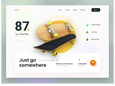 Electric skateboard Header amazing branding colorful electric car electric scooter homepage iceskating inspirational designs landing page popular product landing page roller skate scooter skate skateboard skateboarding skater top ux ui designer ux ui web design
