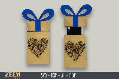 Valentines Gift Card Holder SVG Laser Cut File Template dxf files gift card holder template glowforge files laser cut files valentines gift card holder svg