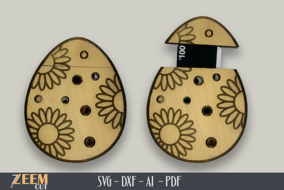 Easter Egg Gift Card Holder SVG Laser Cut File Template dxf files easter egg gift card holder svg gift card holder template glowforge files laser cut files
