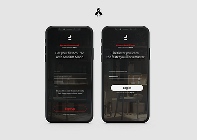 Madam Moon: Login / Register - Mobile App app branding form graphic design ios logo mobile na narrative website password sign in sign up storytelling user experience user interface ux