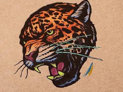 Leopard poster advertising animals art branding brush design digital dots drawing halftone illustration line logo offset old poster print printing stile vintage