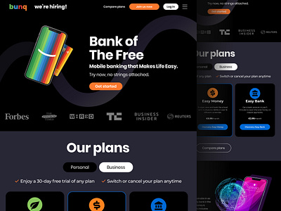 bunq - web mobile banking app app design bank digital banking finance finance app fintech home page landing page mobile design mobile ui ui ui ux ui design web web design website