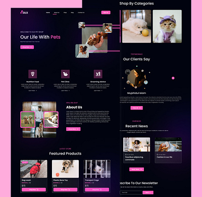 Pets Products Landing Page cat dog figma landing page pet products uiux design user interface ux design web design website website ui ux