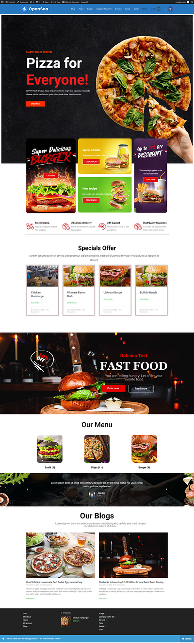 Restaurant website customization design elementor website design wordpress
