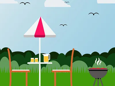 Garden scene flat design garden scene illustration illustrator