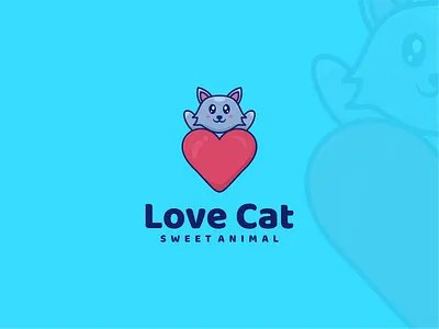 Love Cat Logo animals branding cartoon cat clean cute design graphic design illustration logo love mascot minimal simple valentine vector
