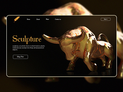 Golden Ox Sculpture 3d banner concept creative banner dark dribbble figma gold head sculpture history landing page marble marbled sculpture shop ui ui ux design