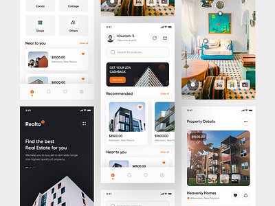 Real Estate App UI 3d apartment app design app ui application best ui branding clean ui design graphic design home finding app ios logo mobile app design motion graphics property app real estate ui user interface ux