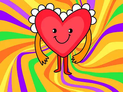 Groovy Vintage Cartoon Heart adobe illustrator cartoon character flat groovy illustration illustrator retro vibe