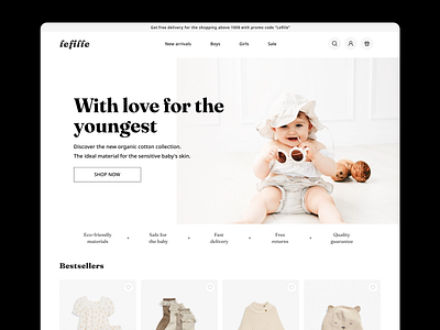 lefille landing page app baby branding clothes design kids landing page shopping ui ux