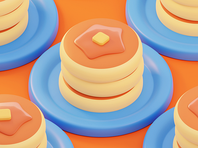 Pancakes 3d 3d illustration 3dcg blender blender 3d blenderrender butter food glossy p pancake sweets