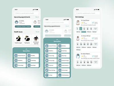 👩‍⚕️ Doctor Appointment app appointment booking button card clinic consultation consulting doctor doctor appointment health healthcare light medical medical mobile app medtech mobile mobile app schedule