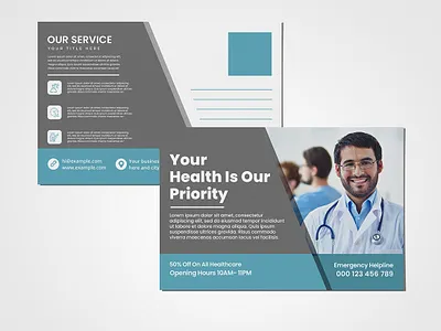 Medical Healthcare Postcard Template banner branding design doctor postcard flyer design graphic design healthcare healthcare postcard medical postcard medical postcard design post card postcard postcard design postcard design template postcard template vector