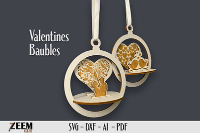 Valentines Bauble Ornament SVG Laser Cut Files Template dxf files glowforge files laser cut files svg files valentines bauble svg valentines baubles svg valentines home decoration valentines ornament svg valentines ornaments svg