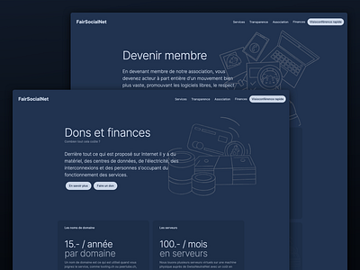 FairSocialNet website illustration layout page ui ux website