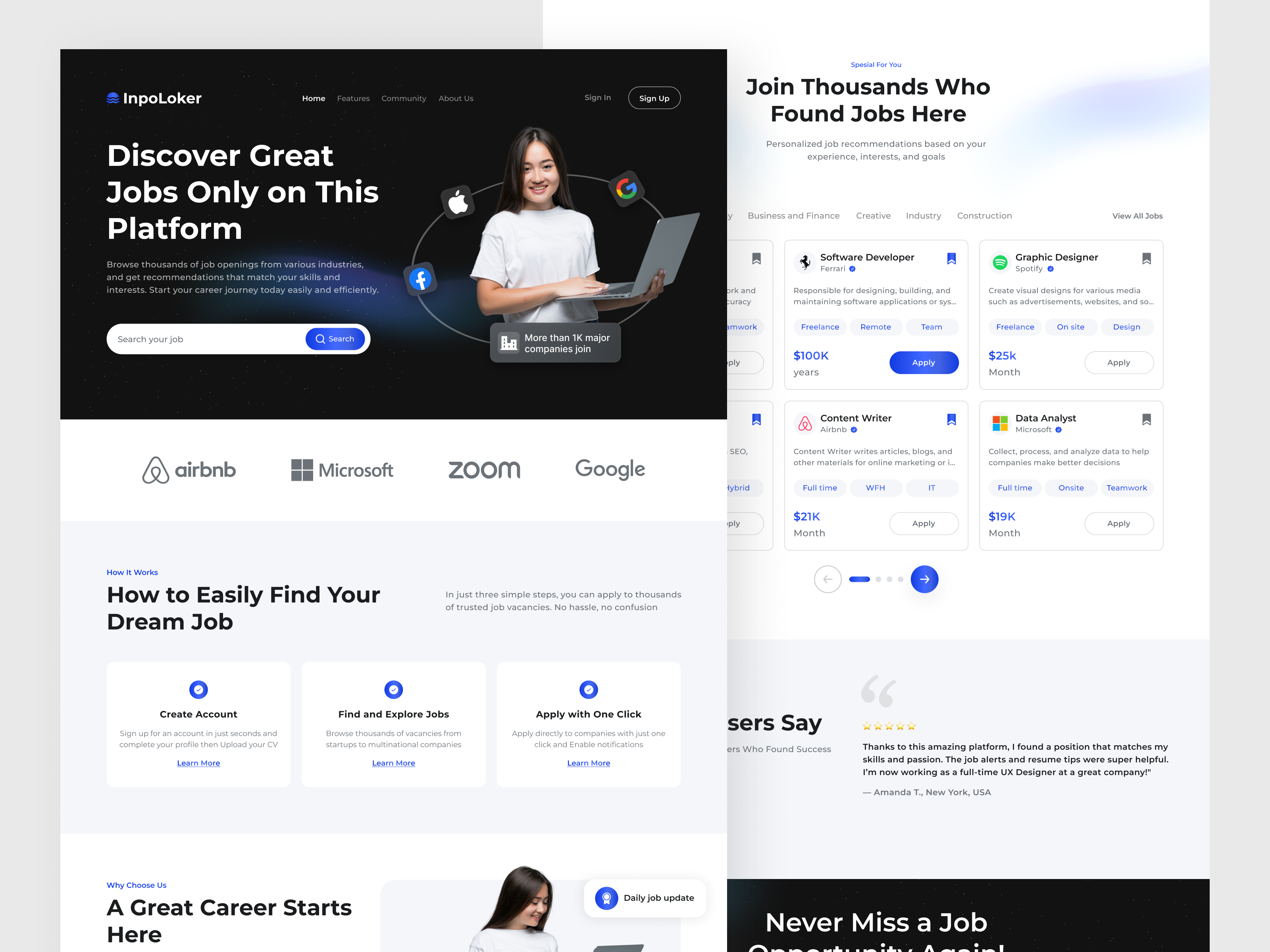 InpoLoker - Job Finding Website design findjob job job finding job sekeer typography ui ui design uiux ux webdesign website