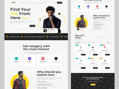 NGGAWE - Landing Page Website design findjob illustration job typography ui uiux ux webdesign website