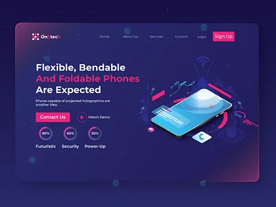 Moble Tech Landing page 3d 3d wesbie design homepage illustration landing page moble tech site tech tech website tech wed design technology ui web design website website design