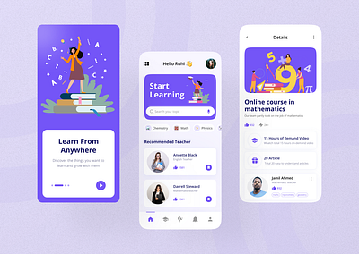 Online Learning App android app app application clean coline courses course design e learning education elearning exploration ios app mobile app modern design online class online school ui ui design uiux ux