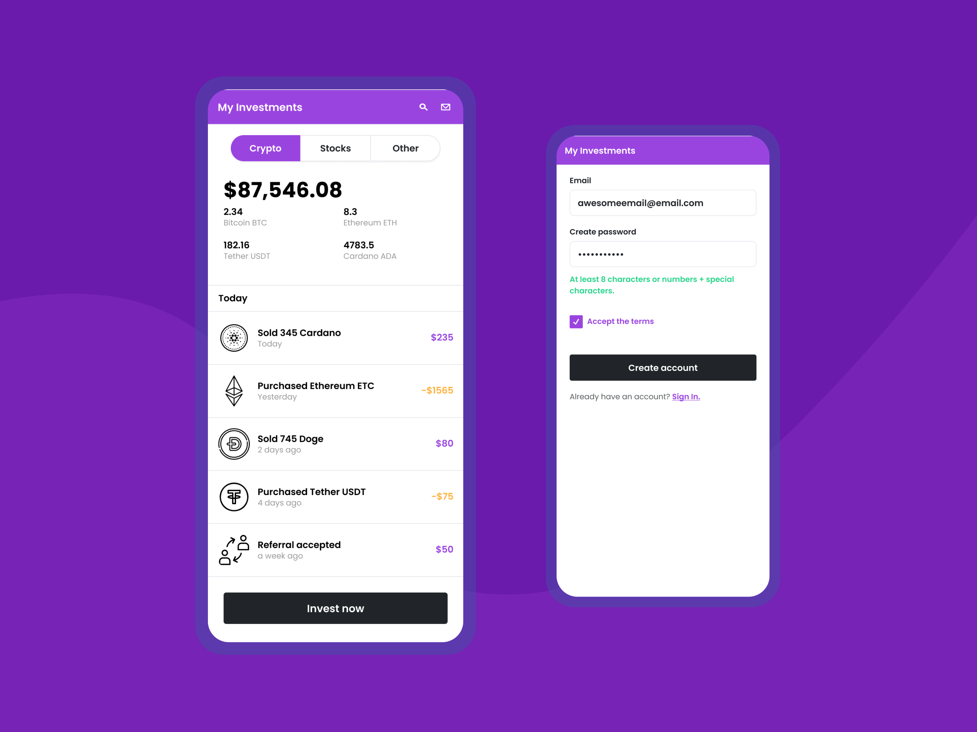 Example of Finance Crypto Mockups