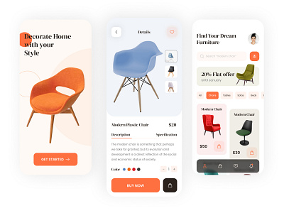 Furniture Mobile App UI Design branding design furniture mobile app mobile app design modern motion graphics professional ui uiux user experience user interface ux