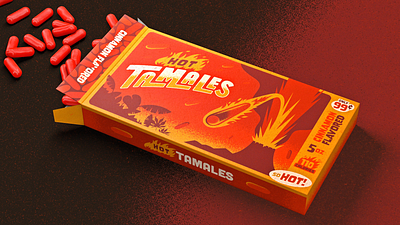 Candy Box Redesign - Hot Tamales Edition after effects branding c4d candy design hot hot tamales illustration illustrator lettering logo packaging texture typography