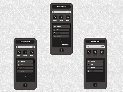 Contact List UI app contact list contacts design favorite list mobile phone call profile recent list ui user interface