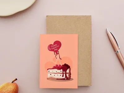 Valentine’s Day greeting card with cake. Cute greeting card. background banner design graphic design greeting card illustration valentines day