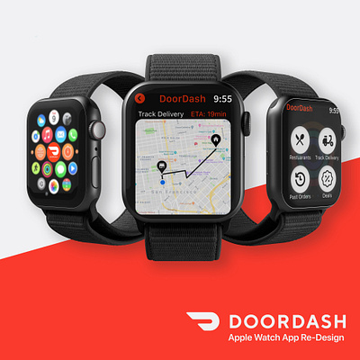 DoorDash Apple Watch App Mockup app branding design graphic design illustration logo typography ui vector