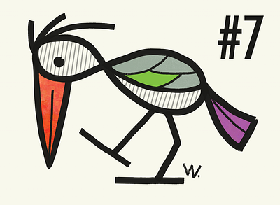 BIRDS THAT DON'T EXIST #7 ( The Pinstriped Grossbeak ) advertising character bird btde cartoon cartoon illustration cartoonmodern childrens illustration coloring book grossbeak illustration kidlit art minimalist minimalist illustration spot illustration waltoons whimsical