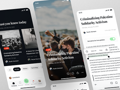 Qoorant - News Portal Mobile Apps apps black blog green minimalist mobile apps news news portal palestine read rusia stop war ui uidesign uiux uiuxdesign ukraine uxdesign war world war