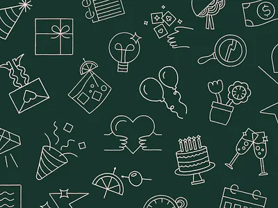 Partytrick Illustrations adobeillustrator birthday birthdaycake brandidentity branding celebrate champagne confetti doodles fun illustration party productwebsite strategy