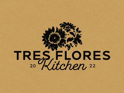 Tres Flores Kitchen Logo branding design graphic design illustration logo typography
