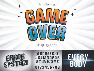 Game Over Display Font 3d video game