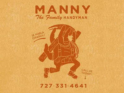 Manny The Family Handyman Logo Design branding design graphic design graphic designer illustration logo typography wiremarkstudio