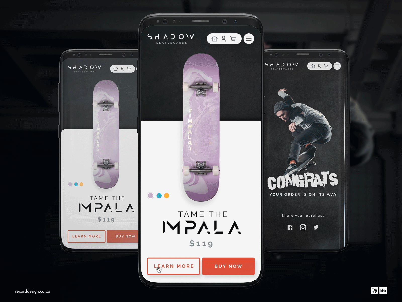 Shadow Skateboard Design Concept design ecommerce mobile mobile design shop ui ux web web design