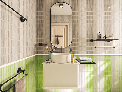 Pastel Colors Bathroom Interior Design. 3d visualization architectural design bathroom design interior design room design ideas