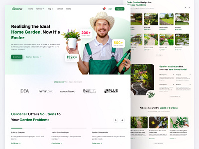 Landing Page of Gardener🌿 branding clean colorful design exploration garden gardener inspiration landing page layout minimalist mobile modern plant popular trending ui design ux design web design website