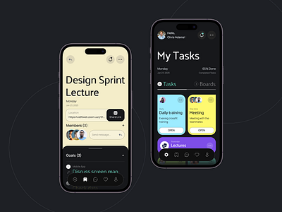 Task manager - Mobile App app dark mode dashboard design flat interface list management mobile mobile app notion organize planner productivity project task task manager tasks ui web