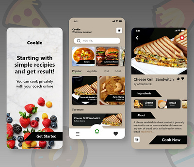 Cookie App UI design 😍 3d animation app app ui branding cookie cookie app ui design 😍 design food graphic design illustration logo motion graphics typography ui ux vector