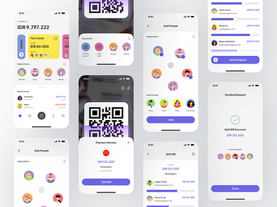 Fintech App - Split Bill app figma fintech fintech app mobileapp split the bill splitbill ui uidesign