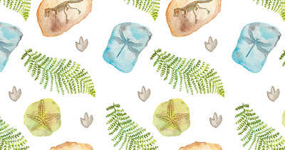 Fossil pattern children fossil illustration jurasic leave parttern