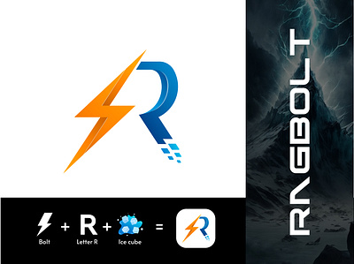 Letter R + Bolt logo bolt brand design brand identity branding clean logo creative custom logo design graphic design ice icon illustration letter logo logo designer minimalist modern simple symbol vector