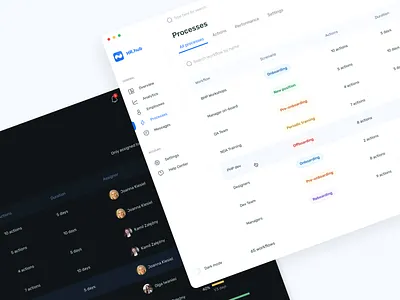 Web app for HR's | Light and Dark mode app dark mode design hr minimal navbar navigation onboarding sidebar ui ux web web app