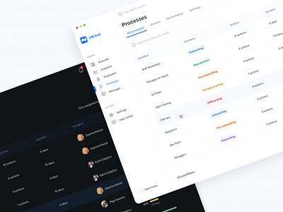 Web app for HR's | Light and Dark mode app dark mode design hr minimal navbar navigation onboarding sidebar ui ux web web app